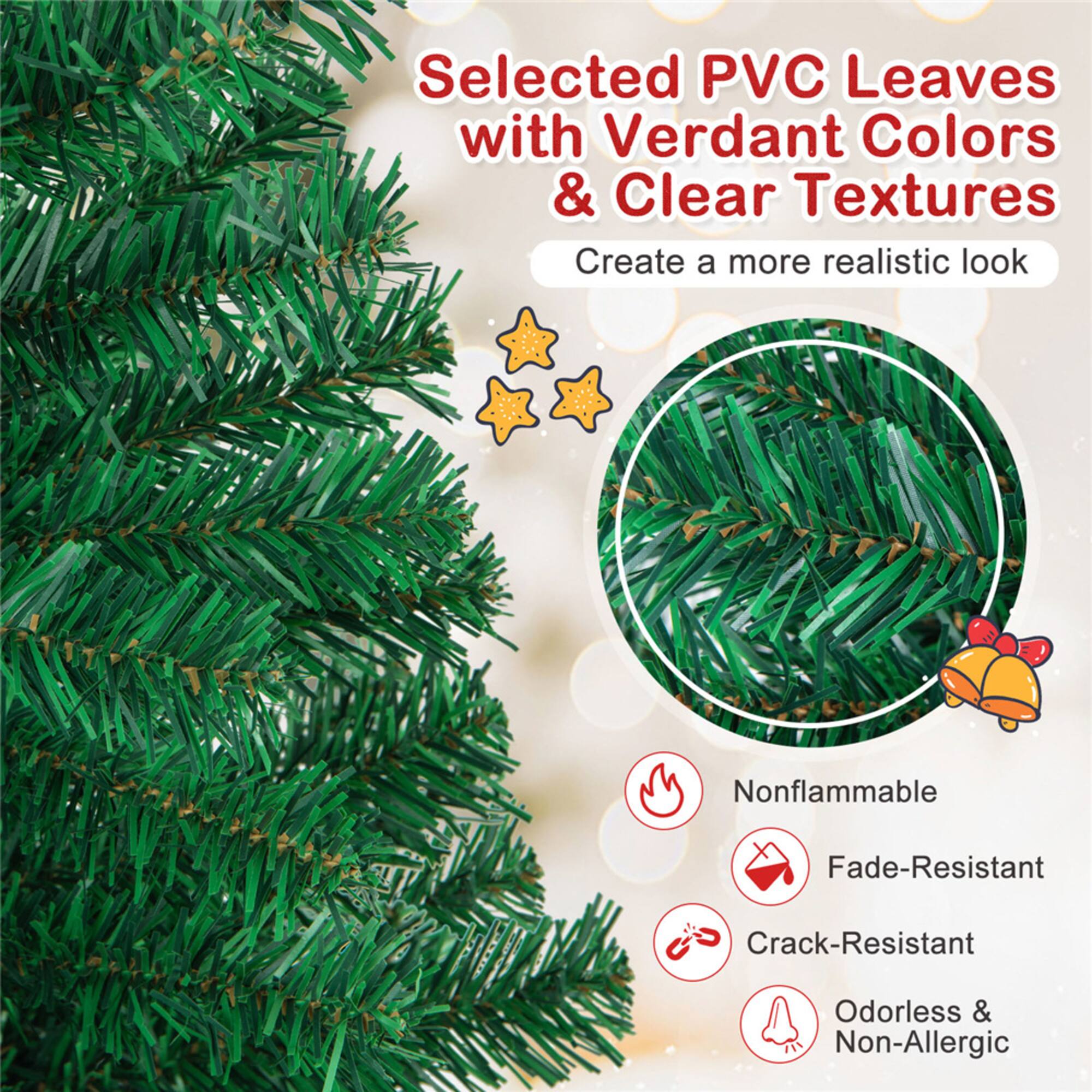 Costway 8ft. Unlit Green Pine Artificial Indoor/Outdoor Christmas Tree with Stand